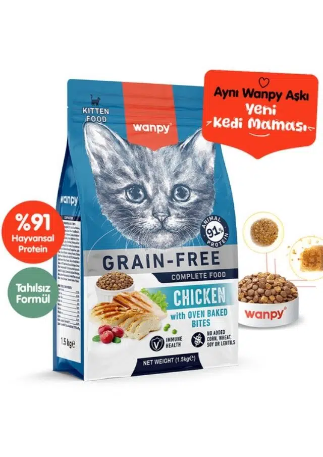 Wanpy Complete Food Cat Tavuklu Tahılsız Yavru Kedi Maması 1.5 Kg