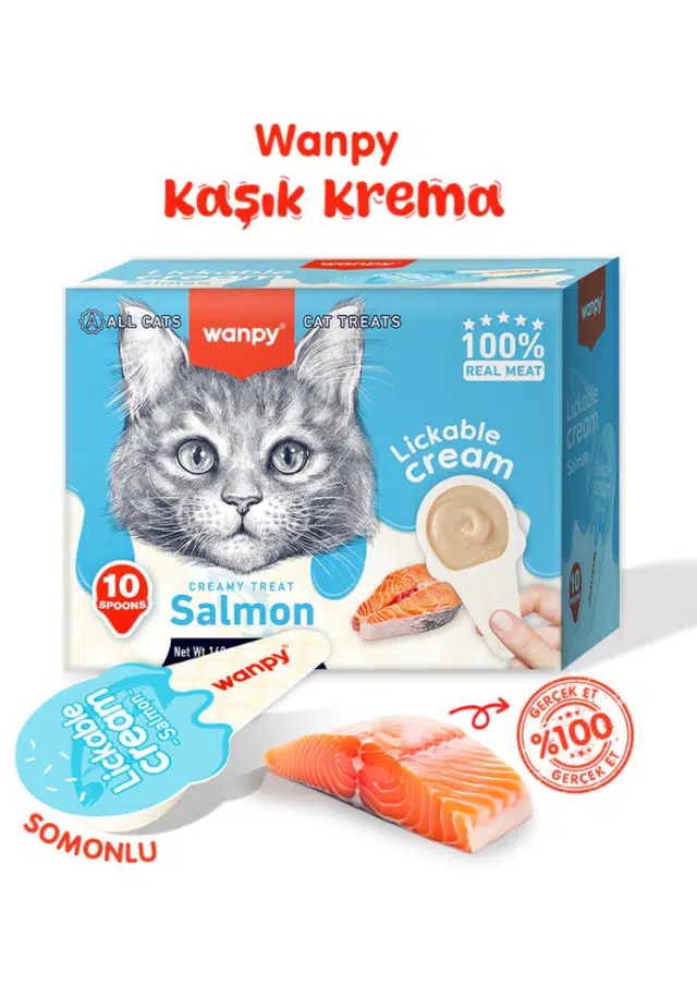 Wanpy Somonlu Kaşık Krema Kedi Ödül Maması 16 Gr X 10'lu Paket