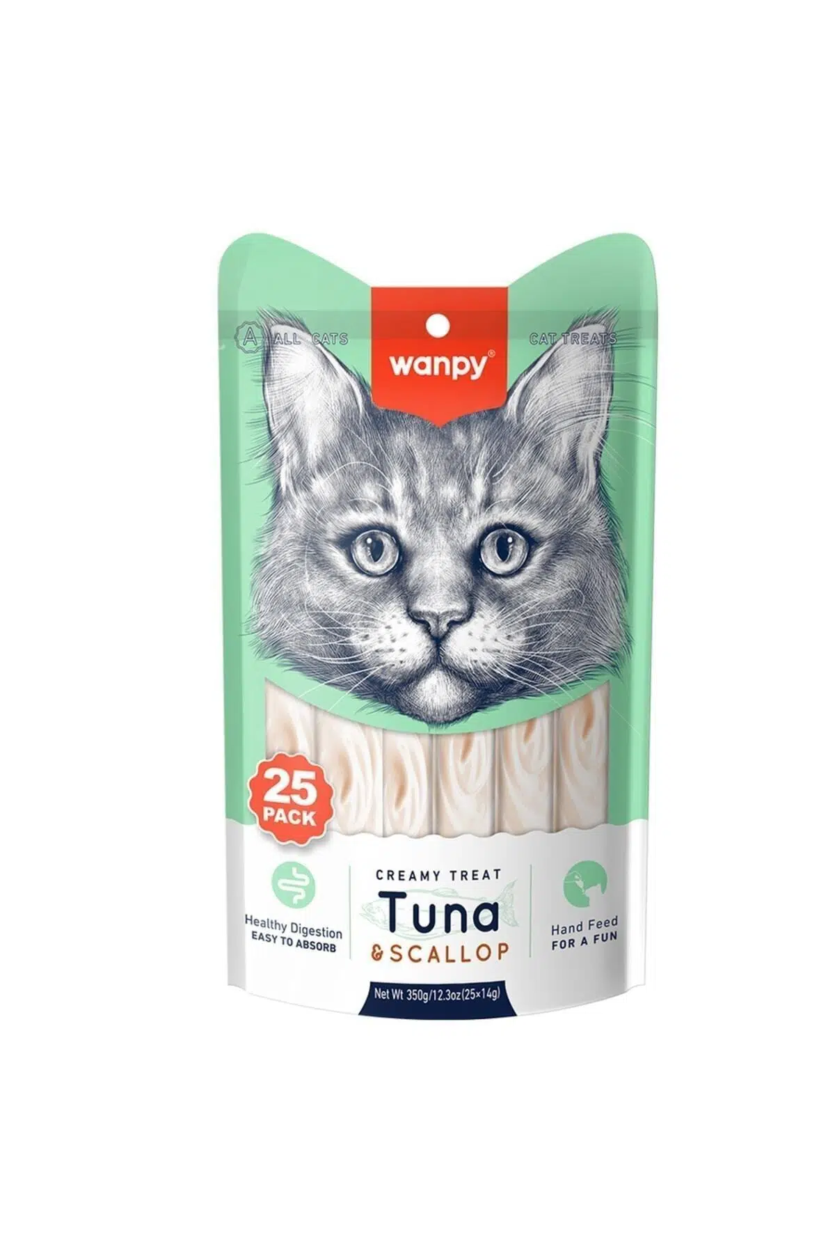 Wanpy Ton Balıklı Ve Deniz Taraklı Krema Kedi Ödül Maması 14 Gr X 25'li Paket