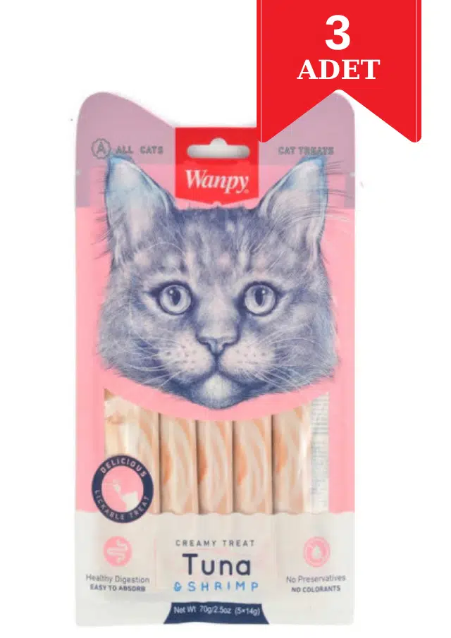 Wanpy Ton Balıklı Ve Karidesli Kedi Ödülü 14 Gr 5'li Paket X 3 Adet