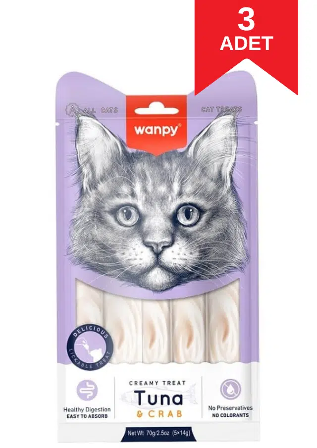Wanpy Ton Balıklı Ve Yengeçli Kedi Ödül Maması 14 Gr 5'li Paket X 3 Adet