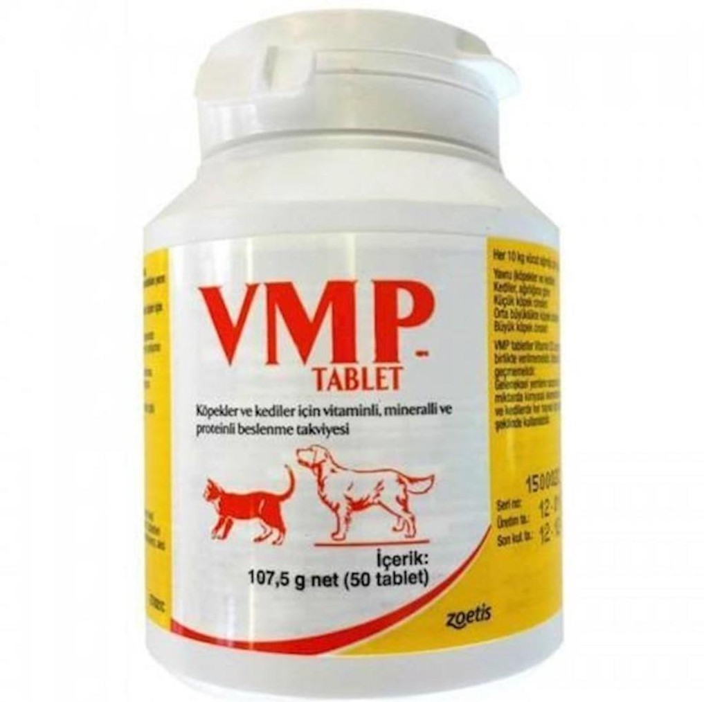 Zoetis VMP Kedi ve Köpek Vitamin Mineral Protein Komplexi 50 Tablet